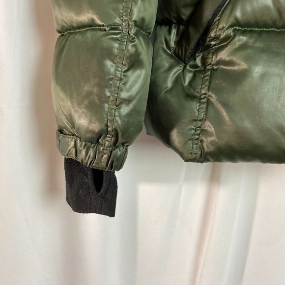 S13 Kylie Metallic Green Down Hooded Puffer Jacket - Picture 7 of 16